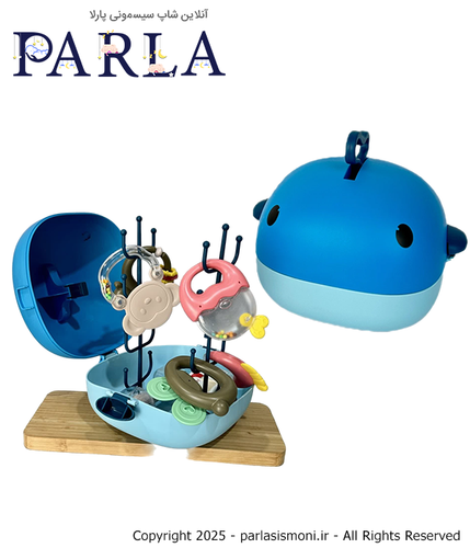 ست جغجغه 7 عددی با آویز صندوقی طرح نهنگ سیسمونی پارلا