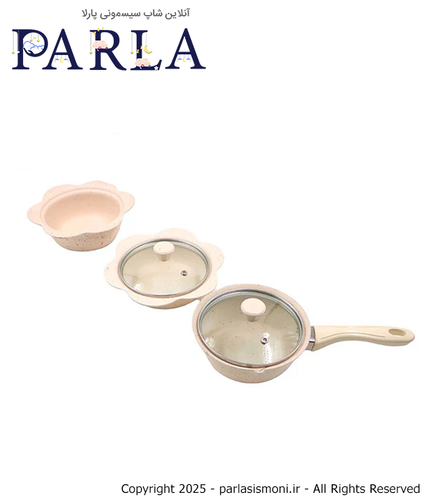 سرویس قابلمه گرانیتی طرح گل هسل Hessel رنگ کرم سیسمونی پارلا